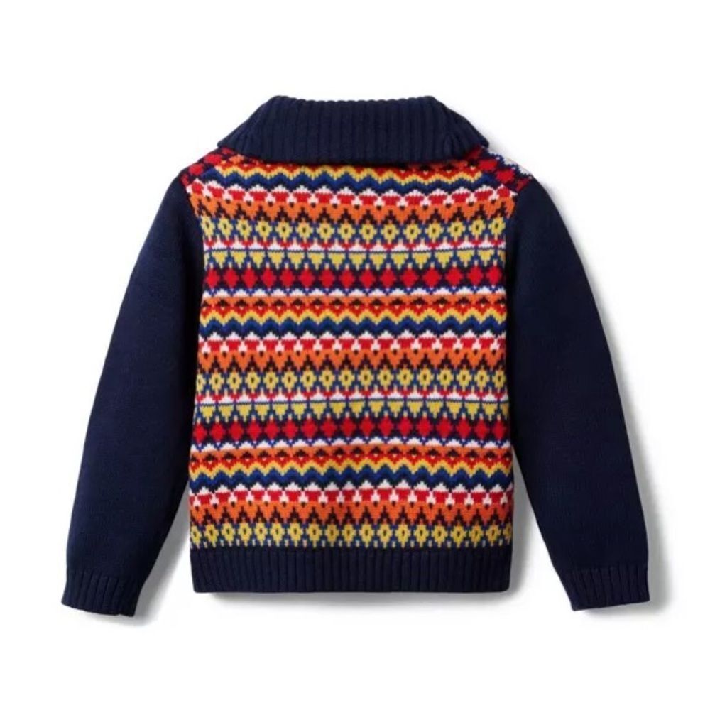 Janie and Jack Fair Isle Shawl Collar Sweater - Picture 2 of 6
